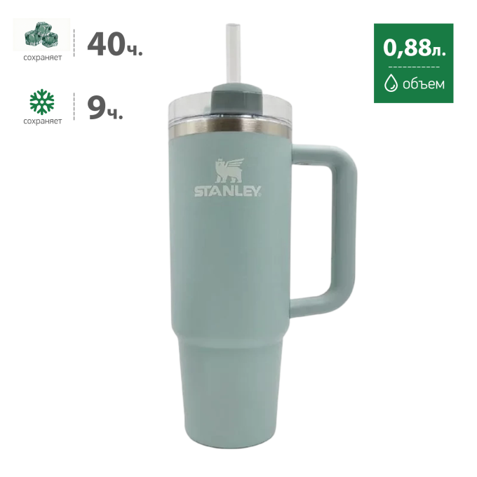 Термокружка Stanley Quencher H2.0 0,88 л с трубочкой, морская (10-11912-124)